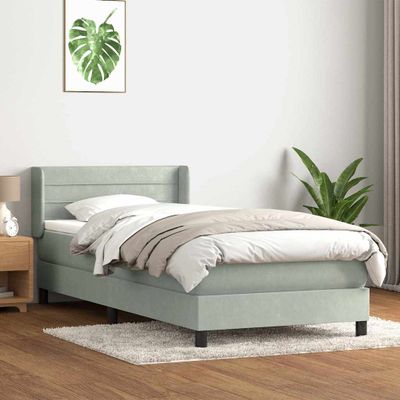 vidaXL Posteľný rám boxspring s matracom Svetlosivá 80x210 cm zamat