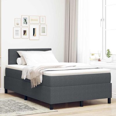 vidaXL LED box s pružinami Tmavo šedá a biela 120 x 200 cm
