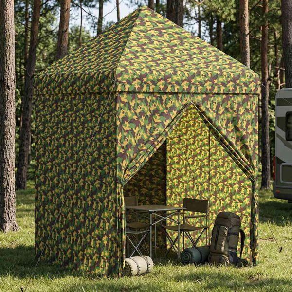 vidaXL Baldachýn s 4 bočnými stenami 2,9 x 2,9 m Armádna kamufláž