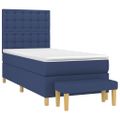 vidaXL Posteľný rám boxspring s matracom modrý 90x190 cm látka