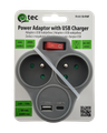 QTEC Q-416F Adaptér s USB nabíječkou  2x2P+E 1x USB - A/1x USB-C