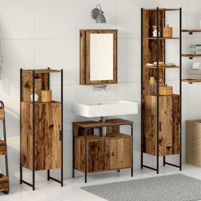 vidaXL Sada kúpeľňového nábytku 4 pcs Staré drevo Kompozitné drevo