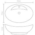 vidaXL Umývadlo s prepadom 58,5x39x21 cm keramické strieborné