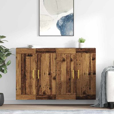 vidaXL Závesná skrinka Nástenný 2 pcs Staré drevo 69,5 x 34 x 90 cm