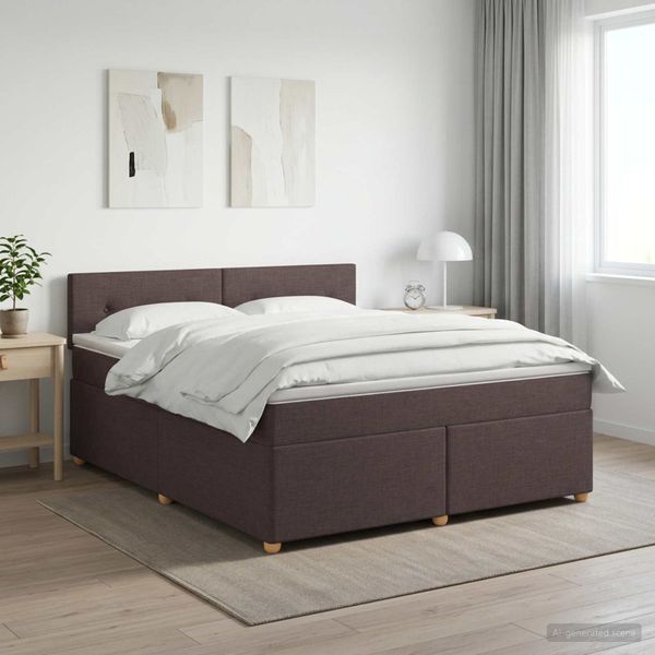vidaXL Posteľ boxspring s matracom Tmavohnedá 140 x 200 cm Látka