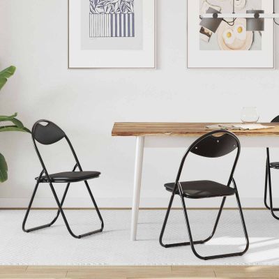 vidaXL Skladacia stolička 2 pcs Čierny 48 x 43,5 x 81 cm Umelá koža