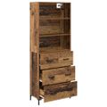 vidaXL Highboard Staré drevo 69,5 x 34 x 180 cm Kompozitné drevo
