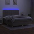 vidaXL Posteľ boxsping s matracom a LED sivohnedá 160x200 cm látka
