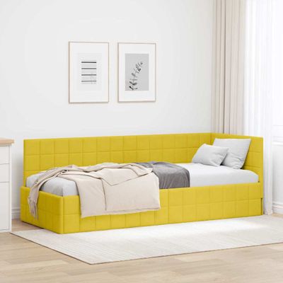 vidaXL Rohový rám postele s čelnou doskou Žltá 80 cm x 200 cm Zamat