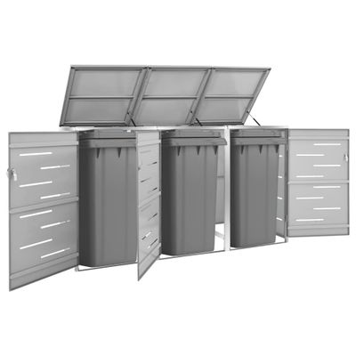 vidaXL Ohrada na 3 odpadkové koše 207x77,5x112,5 cm nehrdzavejúca oceľ