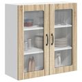 vidaXL Nástenný sklenený kabinet LUCCA Dub sonoma 80 x 31 x 80 cm