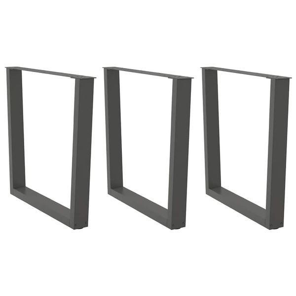 vidaXL Nohy k jedálenskému stolu v tvare V, 3 ks, antracitové, 80 x (72-73,3) cm, oceľ