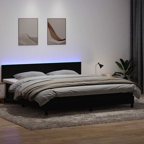 vidaXL Posteľný rám boxspring s matracom a LED čierny 180x210 cm zamat