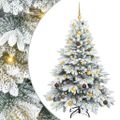 vidaXL Umelý vianočný stromček s 150 LED-i Biela 150 cm PE a PVC