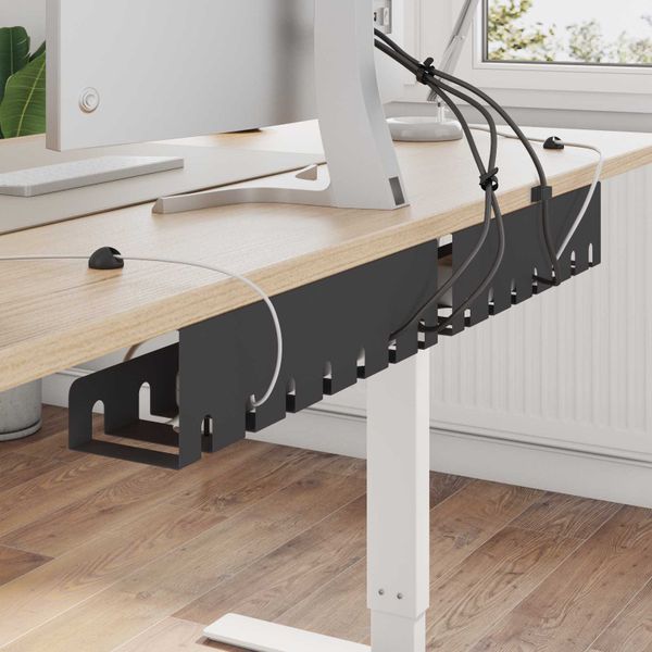 vidaXL Úložný box na káble pod stôl 2 ks Čierna 43 x 10 x 10 cm Oceľ