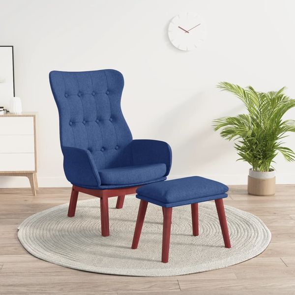 vidaXL Relaxačné kreslo s podnožkou modré látka