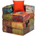 vidaXL 2-miestna modulárna taburetka, patchwork, látka