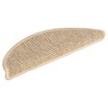 vidaXL Schodové rohože 15 ks 56x17x3 cm svetlobéžové polkruhové