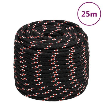 vidaXL Lodné lano čierne 16 mm 25 m polypropylén
