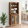 vidaXL Highboard Staré drevo 69,5 x 32,5 x 180 cm Kompozitné drevo