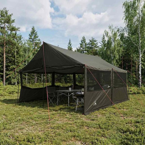 vidaXL Rodinný stan Hnedo šedá 450 x 400 x 265 cm Polyester a oceľ