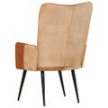 vidaXL Kreslo wingback hnedé a krémové pravá koža