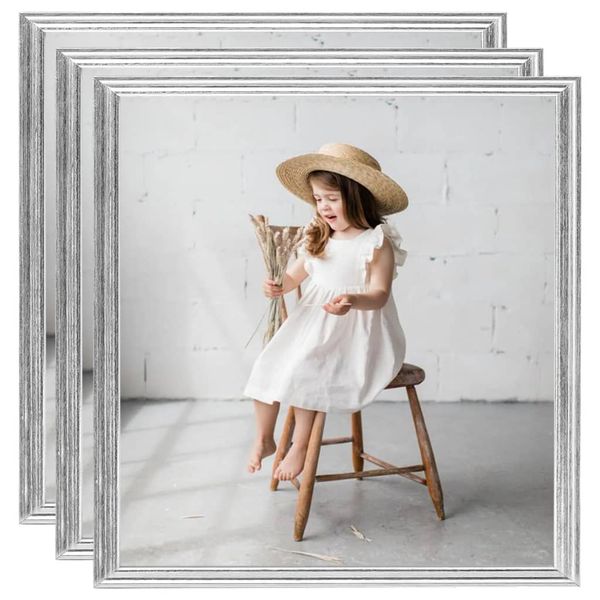 vidaXL Fotorámiky na stenu, koláž 3 ks, strieborné 40x40 cm, MDF