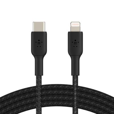 BELKIN kábel opletaný USB-C - Lightning, 1m, čierny