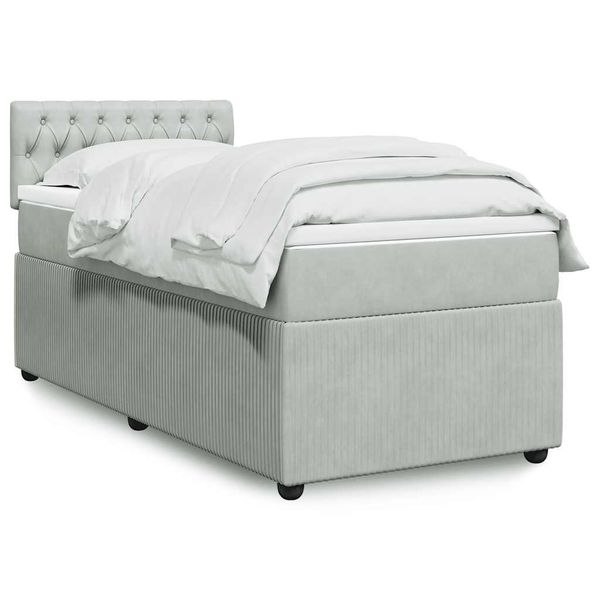 vidaXL Posteľný rám boxsping s matracom bledosivý 80x200 cm zamat