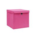 vidaXL Úložné boxy s vekom 10 ks, 28x28x28 cm, ružové