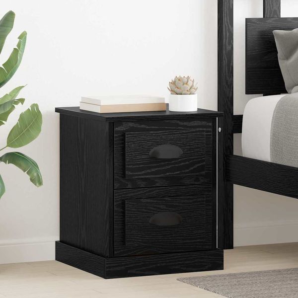 vidaXL Nočný stolík so zásuvkou 2 pcs Čierny dub 39 x 39 x 47.5 cm