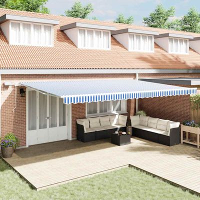 vidaXL Zatemniteľná markíza Modrá a biela 600 × 300 cm