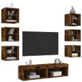 vidaXL 8-dielne TV nástenné skrinky s LED dymový dub kompozitné drevo
