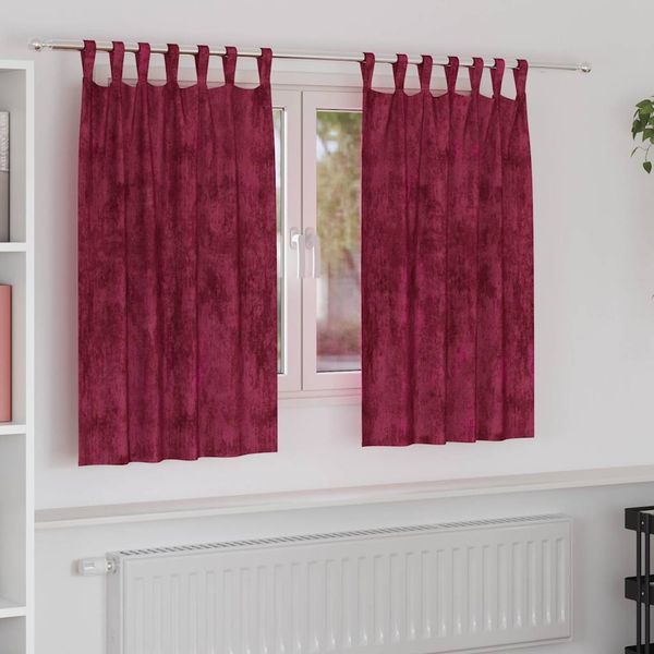 vidaXL Sametové závesy 2 pcs Víno červené 140 x 140 cm Zamat
