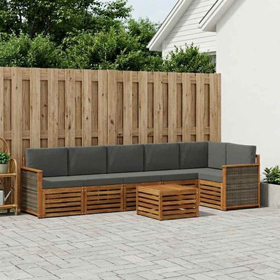 vidaXL Záhradná súprava gaučov 6 ks Prírodná a antracitová