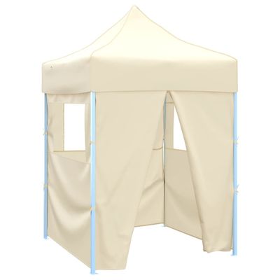 vidaXL Profesionálny skladací párty stan+4 steny 2x2 m, oceľ, krémový