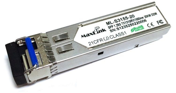 MaxLink 1.25G SFP optický modul, WDM (BiDi), SM, Tx 1310/Rx1550nm, 3km, 1x LC konektor, DDM