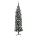 vidaXL Umelý chudý vianočný strom Zelená a biela 150 cm