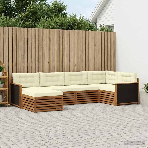 vidaXL Záhradná súprava gaučov s vankúšom 6 pcs Prírodná a krémová