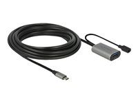 Predlžovacia šnúra USB - USB-C (M) do power DC jack, USB typ A (F) - USB 3.1 Gen 1 - 5 m - sivá, čierna