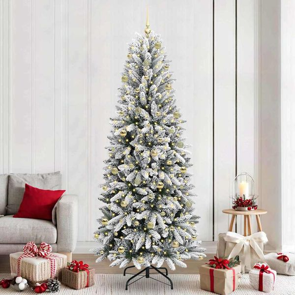 vidaXL Umelý vianočný stromček Biela 240 cm PVC a plast a oceľ a PE