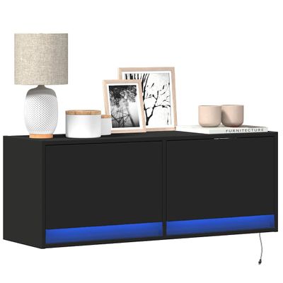 vidaXL TV nástenná skrinka s LED svetlami čierna 100x31x38 cm