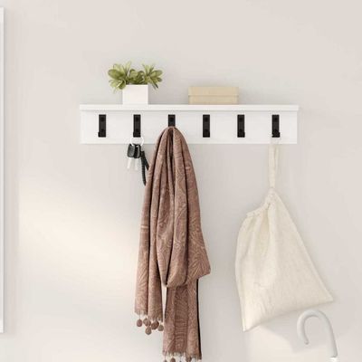 vidaXL Vešiak na stenu Biela 60 x 10,5 x 10,5 cm Kompozitné drevo