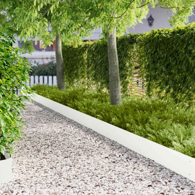 vidaXL Obrubník trávnika 20 ks 103 x 25 cm Oceľ Biela