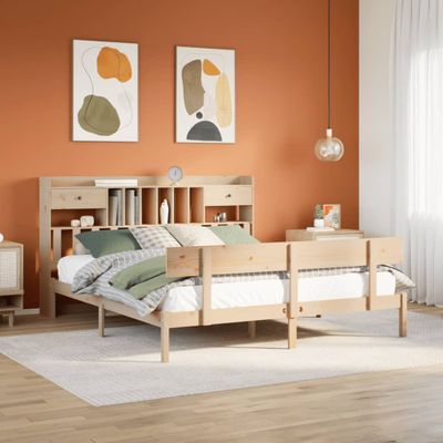 vidaXL Posteľ s knižnicou bez matraca 180x200 cm borovicový masív