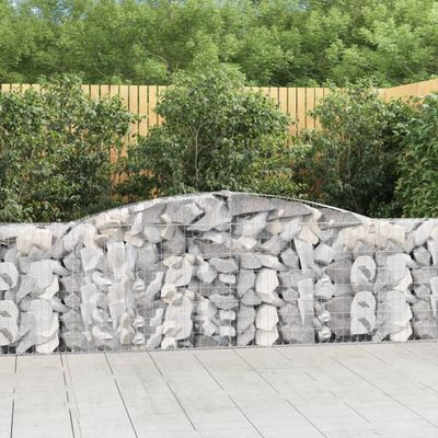 vidaXL Oblúkové gabionové koše 7 ks 400x30x80/100cm pozinkované železo