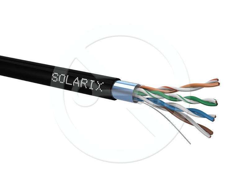 Solarix - kabel FTP Cat5e drát 305m PE, venkovní