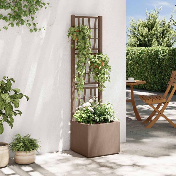 vidaXL Záhradný kvetináč s trellis Hnedá 36 x 36 x 140 cm PP