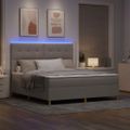 vidaXL LED box s pružinami Sivohnedá 180 x 200 cm látka