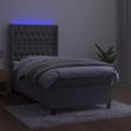 vidaXL Posteľ boxsping s matracom a LED bledosivá 80x200 cm zamat